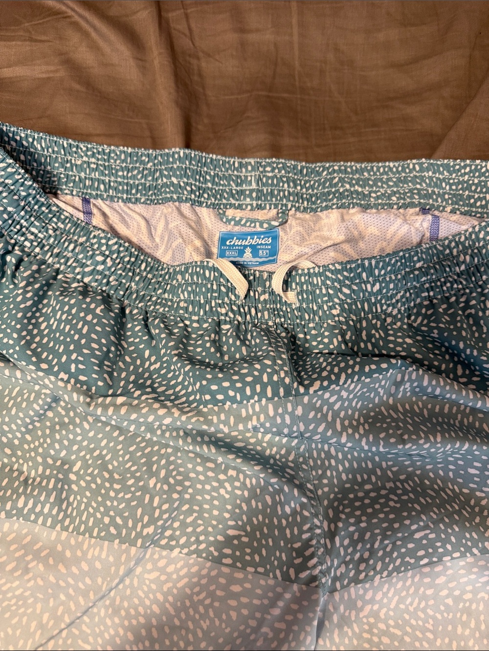 chubbies Teal & White Dotted Swim Trunks
